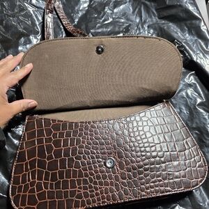 Old Navy Chocolate Croc-Pattern Shoulder Bag